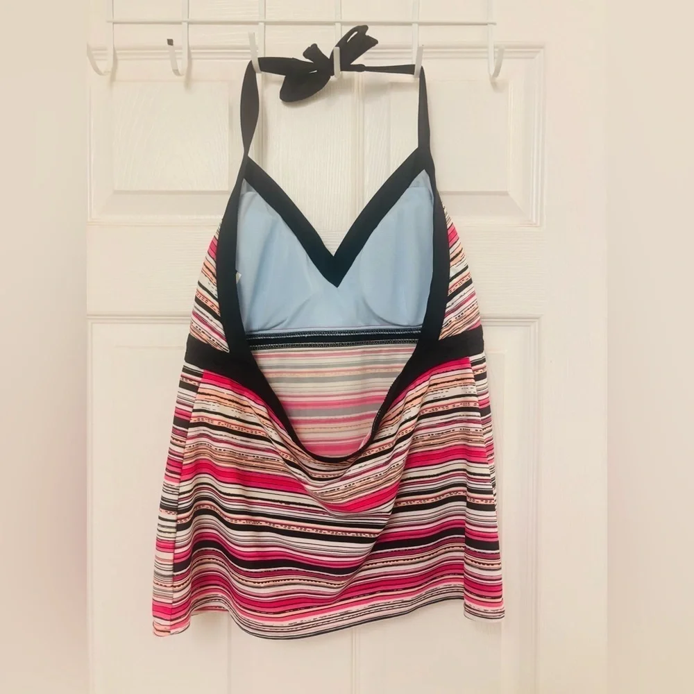 Nike Tankini Swim Top Black Stripe Halter swimsuit